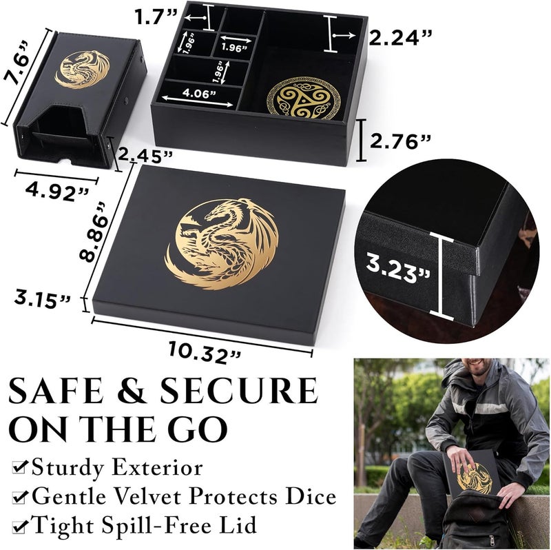 Soar Forge Dice Tray and Dice Tower for DND: All-in-One Tray, Storage & Large Tower for Random Rolls - Stores Your Sets, Mini's etc, Perfect for D&D and RPG Gift Accessories (Gold Dragon) - Image 5
